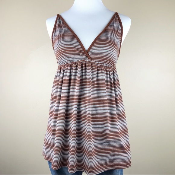 Ella Moss} Retro Vibe V-Neck Striped Baby Doll Top - Picture 3 of 6